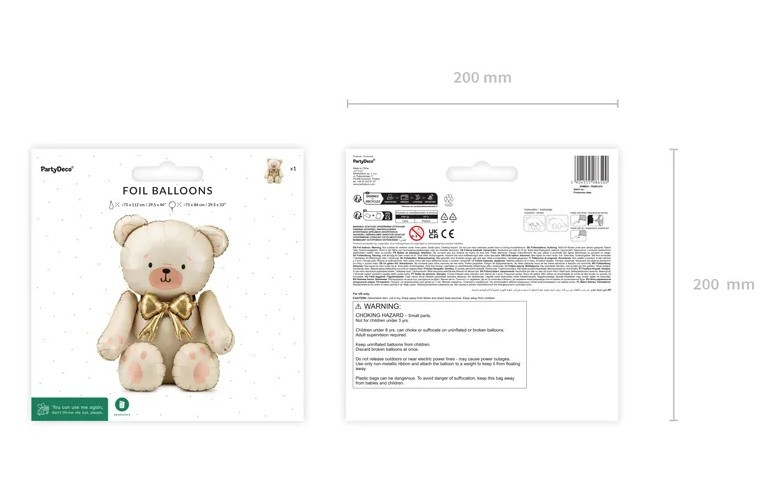 Balon foliowy Miś 75x84cm kremowy FB285-079 PartyDeco